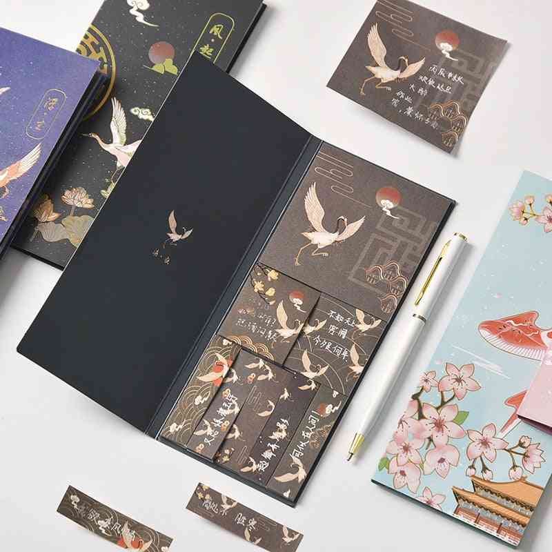 Post-it sticky notes sæt, kawaii memo pads, retro notesbog journal planlæggere