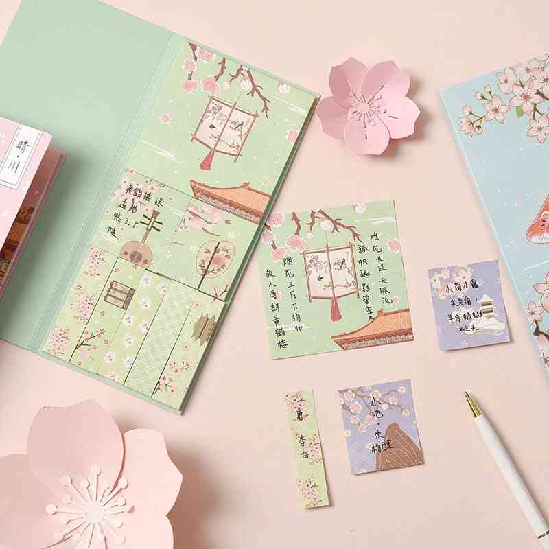 Post-it Sticky Notes Set, Kawaii Memo Pads, Retro Note Book Journal Planners