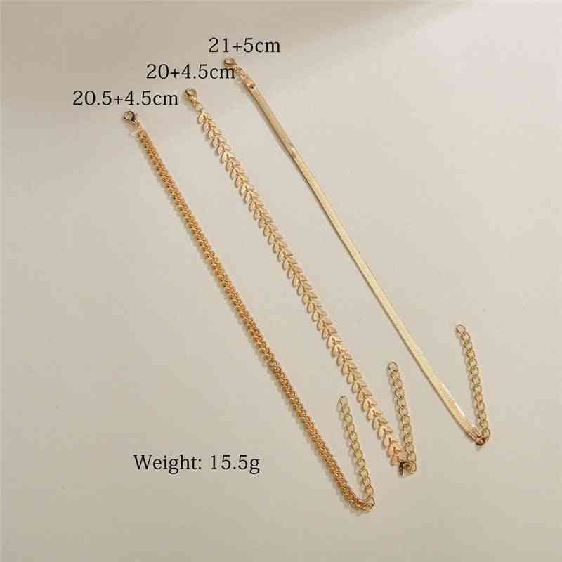 Gold Snake Chain Ankle Bracelet, Female Foot Jewelry