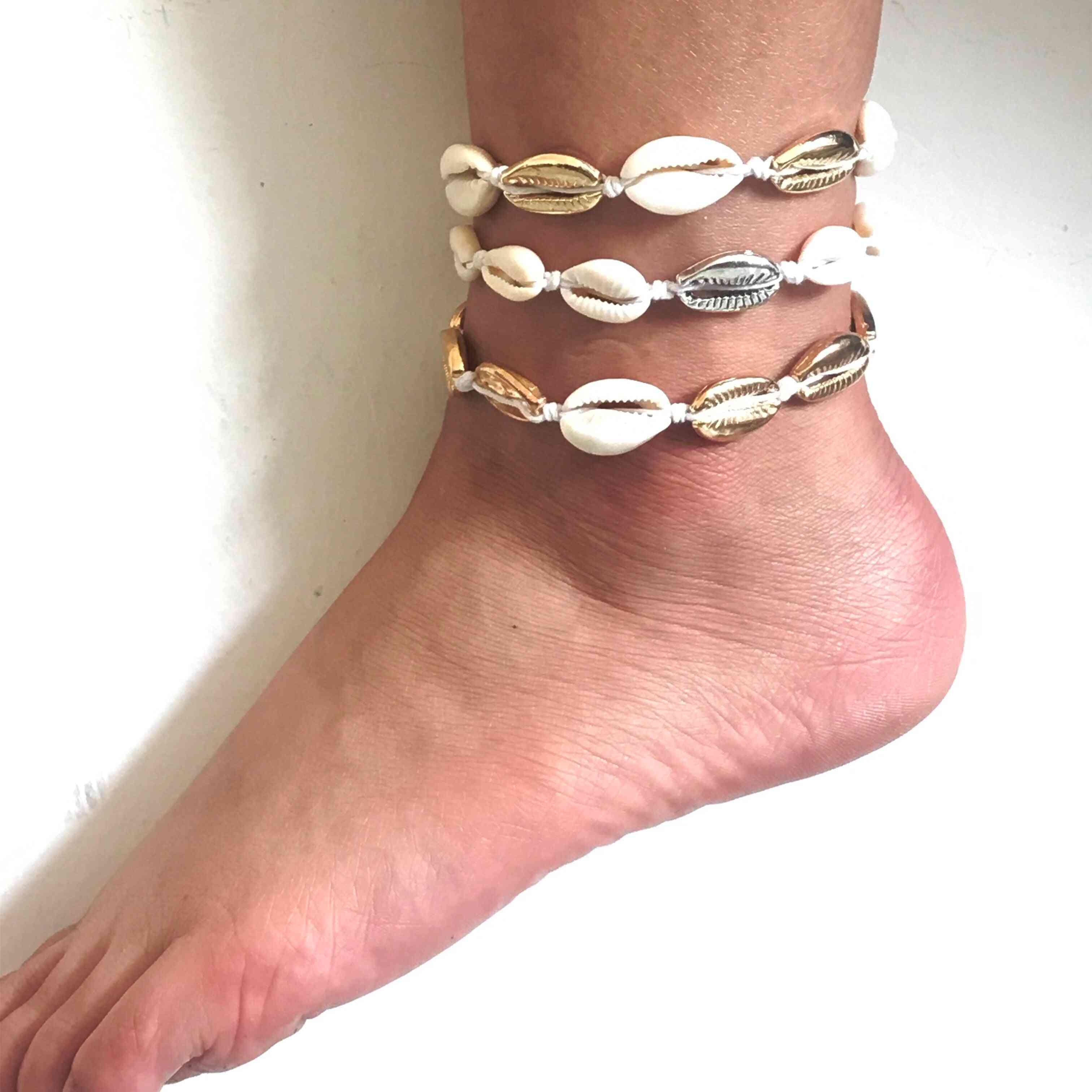 Anklets, Shell Foot Jewelry, Summer Beach Barefoot Bracelet Ankle On Leg, Strap Bohemian Accessories