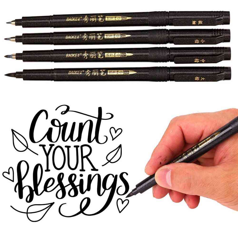 Kalligráfia tollkészlet - finom közepes ecsethegy kézi betűkkel, rajzokkal, írással, aláírással készült művészeti eszközökkel
