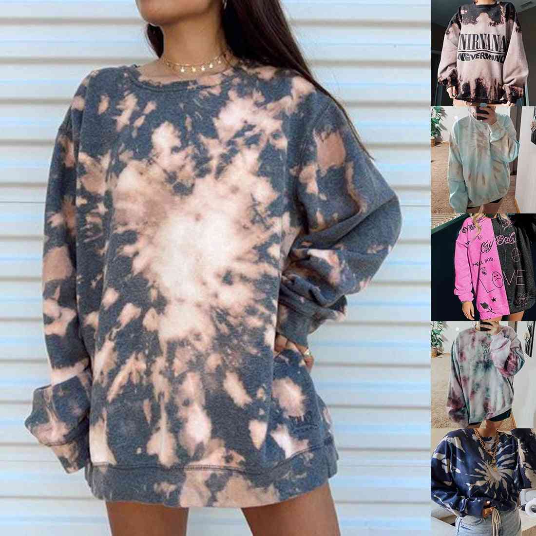 Autumn Loose Printing Long Sleeves T-shirt, Fashion Tracksuits Round Neck