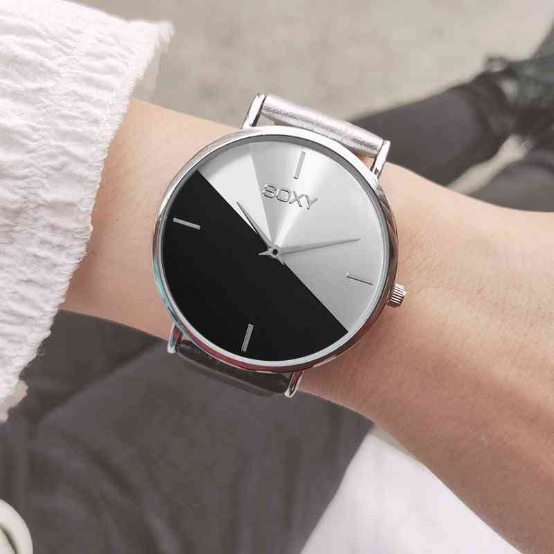 Round Shape Dial, Leather Strap Watch