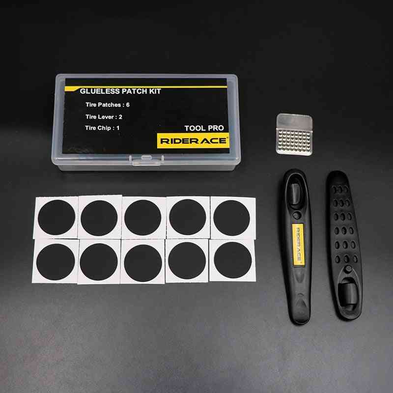 Bicycle Glueless Chip Patches Kit Tire Lever Wheel Repair Tool