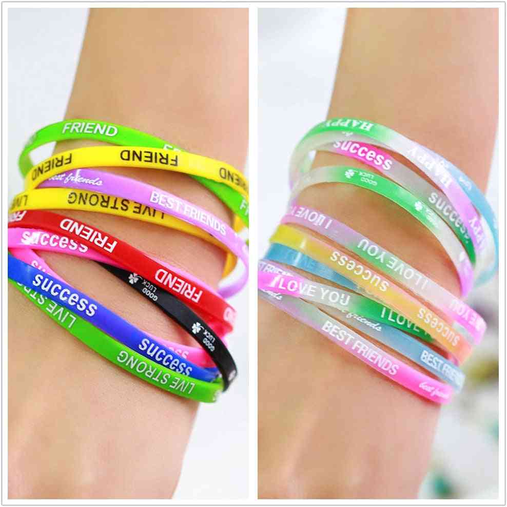 Silicone Bracelets & Bangles - Women Fluorescent Rubber Fitness Wristband