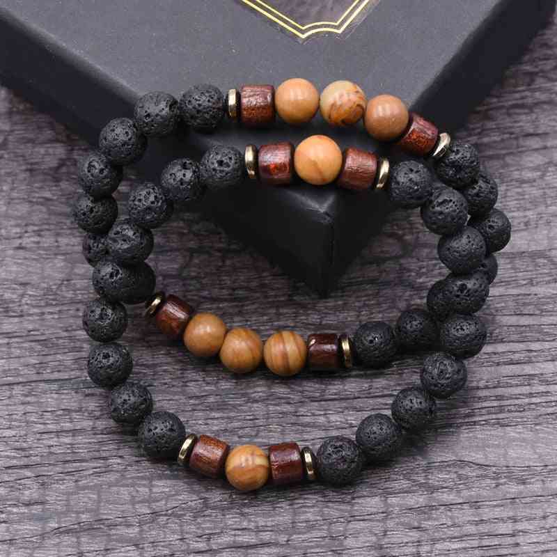 Men Wooden Bead Mala Bracelets Accessories