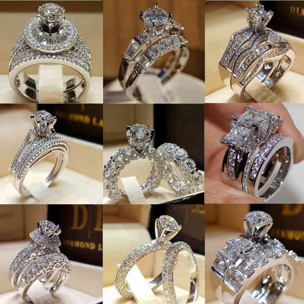 Zirconia Wedding/engagement Ring Set For Woman-size 9