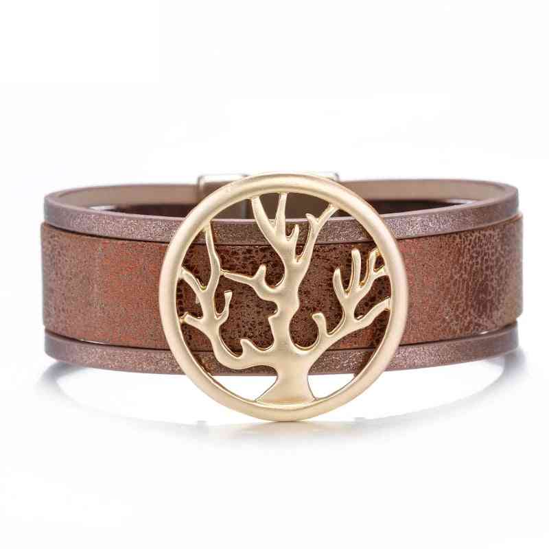 Amorcome livets træ charm-læder armbånd