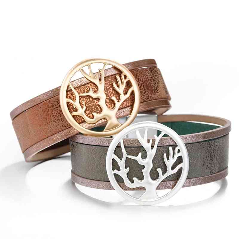 Amorcome Tree Of Life Charm-leather Bracelets