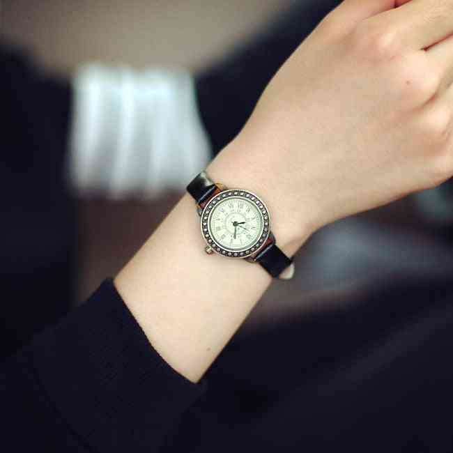 Damski projektant vintage skórzana bransoletka brązowe retro kwarcowe zegarki damskie na rękę