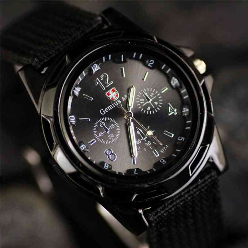 Sport Watches Men Leather Nylon Military Army Waterproof Clock