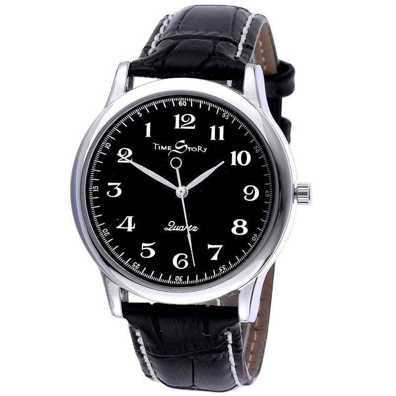 Men Quartz Watch, Waterproof Leather Watches