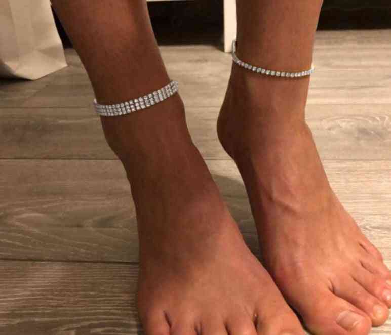 Elastische Fußkette Stretch Frauen, Boho, Kristall, Armband, Cheville, Barfuß Sandalen, Mujer Fuß