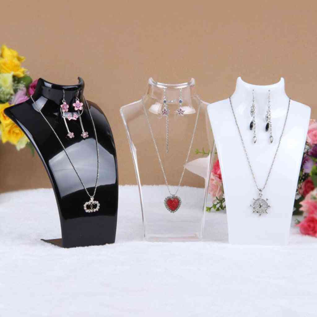 Acrylic Mannequin Necklace Display Bust Stand, Jewelry Holder, Rack