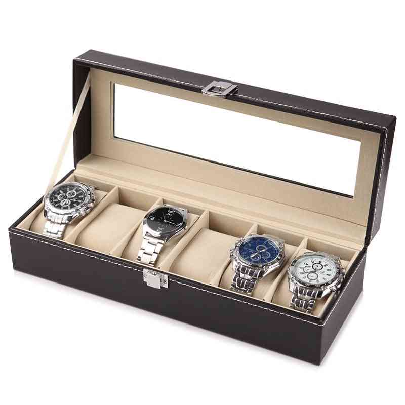 Leather Watch Storage Box, Organizer, New Mechanical Mens Watch Display Holder