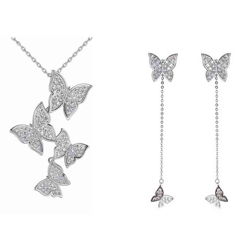 Set di gioielli farfalla vintage in argento sterling 925