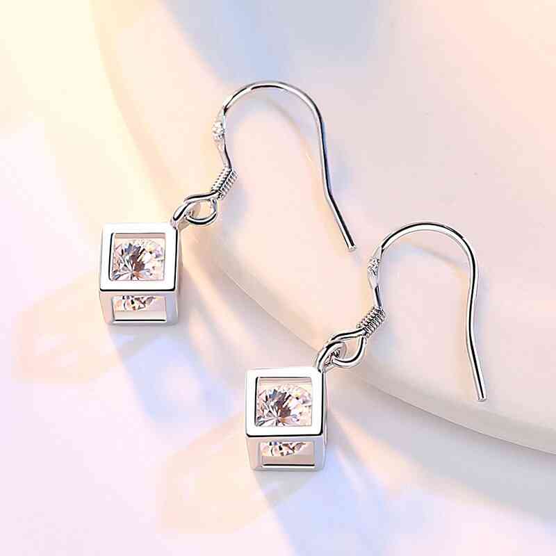 925 Sterling Silver Geometric Square Jewelry Set
