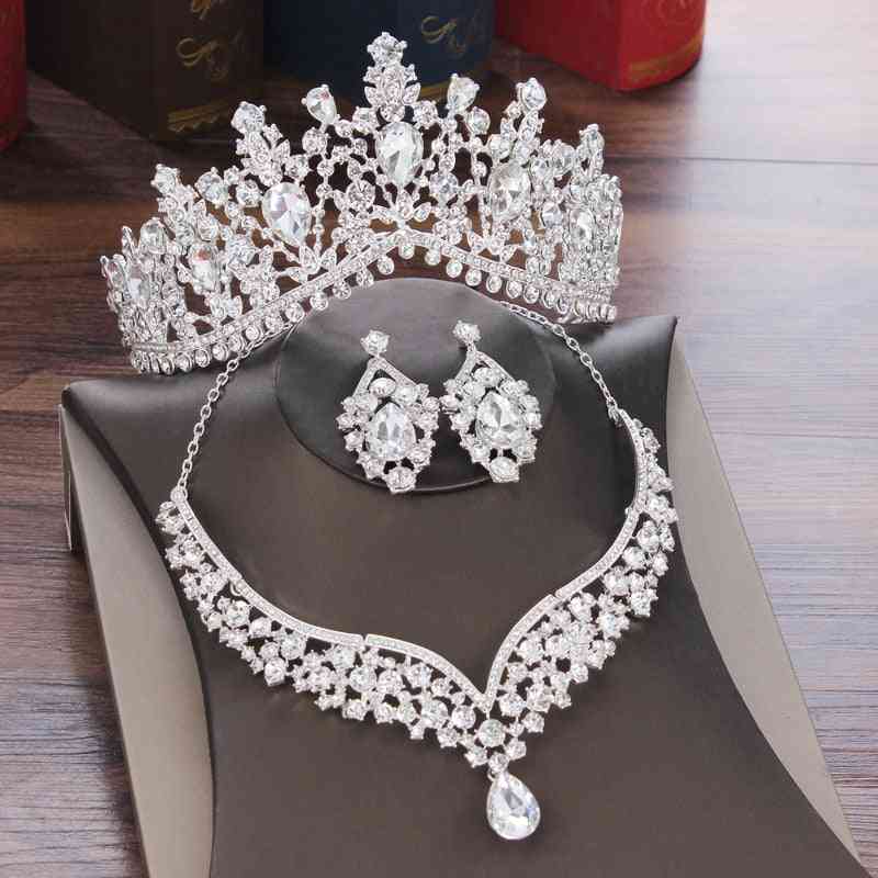 Crystal Water Drop Bridal Jewelry Sets-rhinestone Tiaras, Crown, Necklace, Earrings