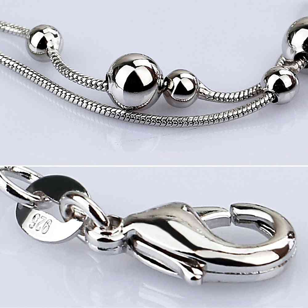 Sterling sølv, ankler og armbånd - dobbelte perlekæder