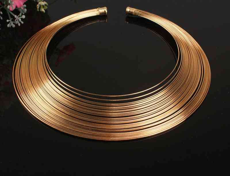 Moda alambre de metal torques gargantilla-collares, brazalete, pendientes, conjuntos de anillos