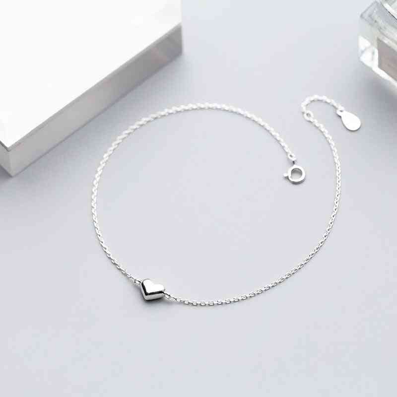 Sterling Silver Romantic Small Heart Charm Anklets