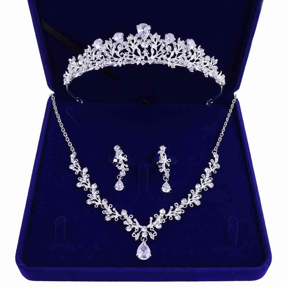 Dámske svadobné šperky štrasová koruna, náhrdelník a náušnice súprava