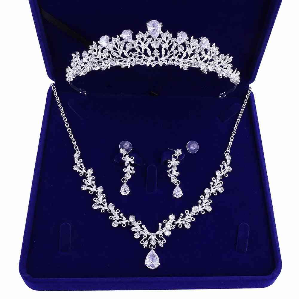 Dámske svadobné šperky štrasová koruna, náhrdelník a náušnice súprava