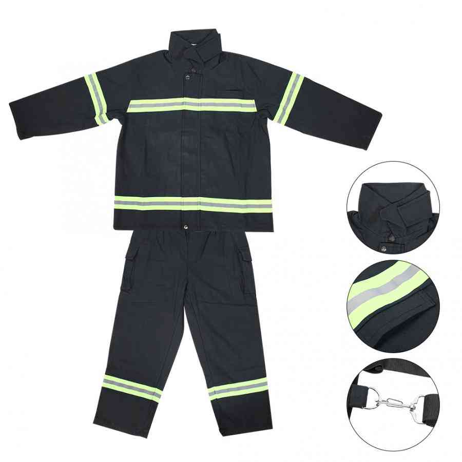 Flame Retardant Clothing Fireproof, Heatproof Firemen Protective Reflective Coat, Trousers