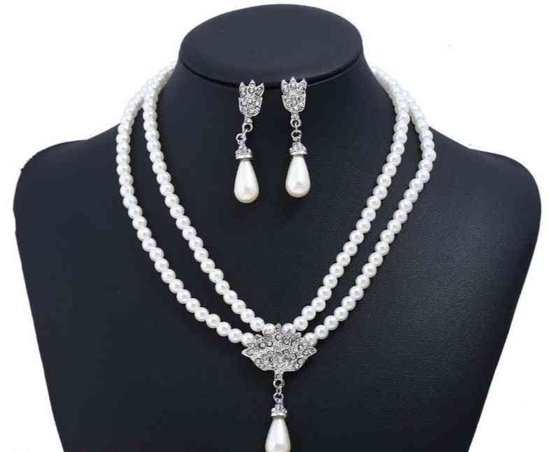 Perlový krystal nevěsty s náhrdelníkem s náhrdelníkem s krátkou klíční kostí