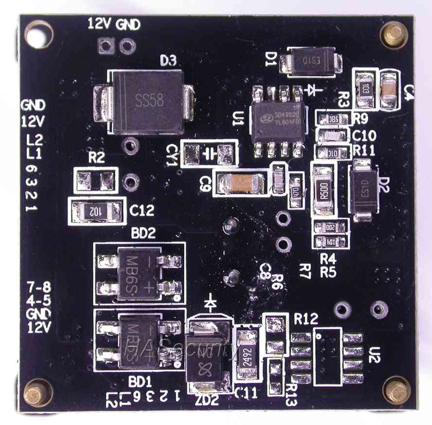 Scheda modulo regolatore power over ethernet input dc48v / output dc12v 2a end-span + mid-span splitter