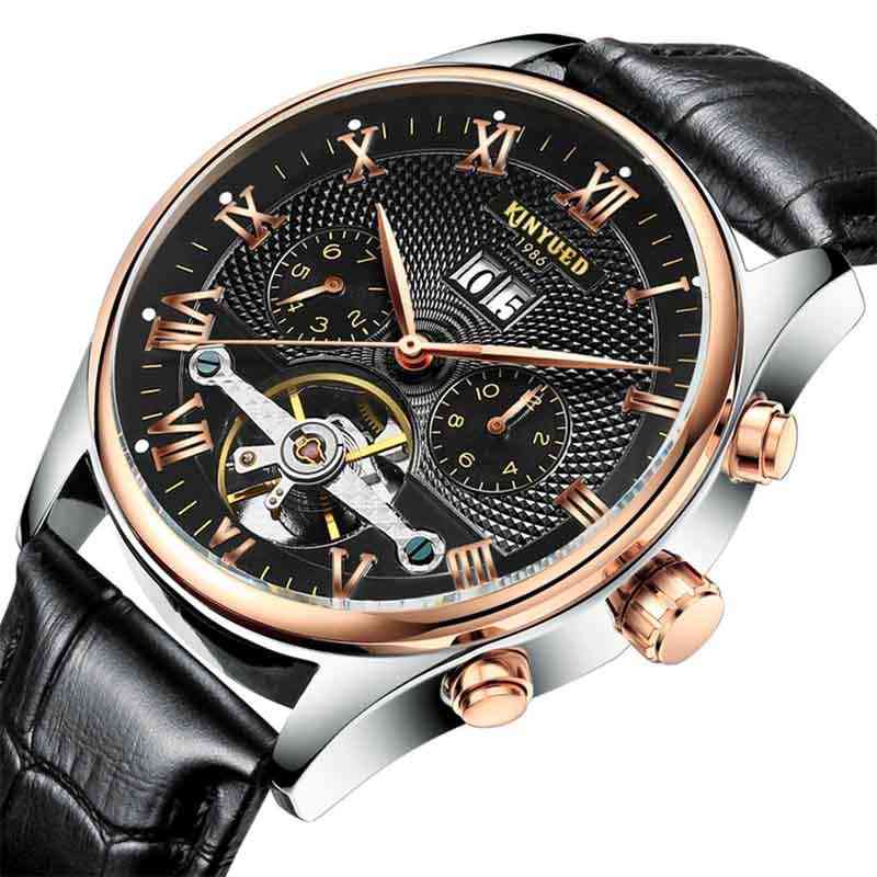 Men Automatic Watch, Classic Leather Mechanical Wrist Watches