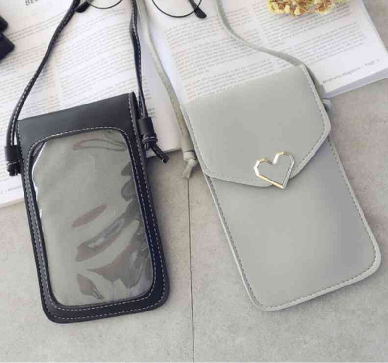 дамска чанта / чанта за мобилни телефони със сензорен екран, кожени портфейли за смартфони