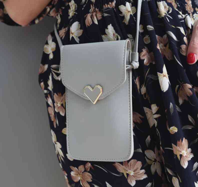 Dámská kabelka / taška na mobilní telefon s dotykovou obrazovkou, kožené peněženky pro smartphony