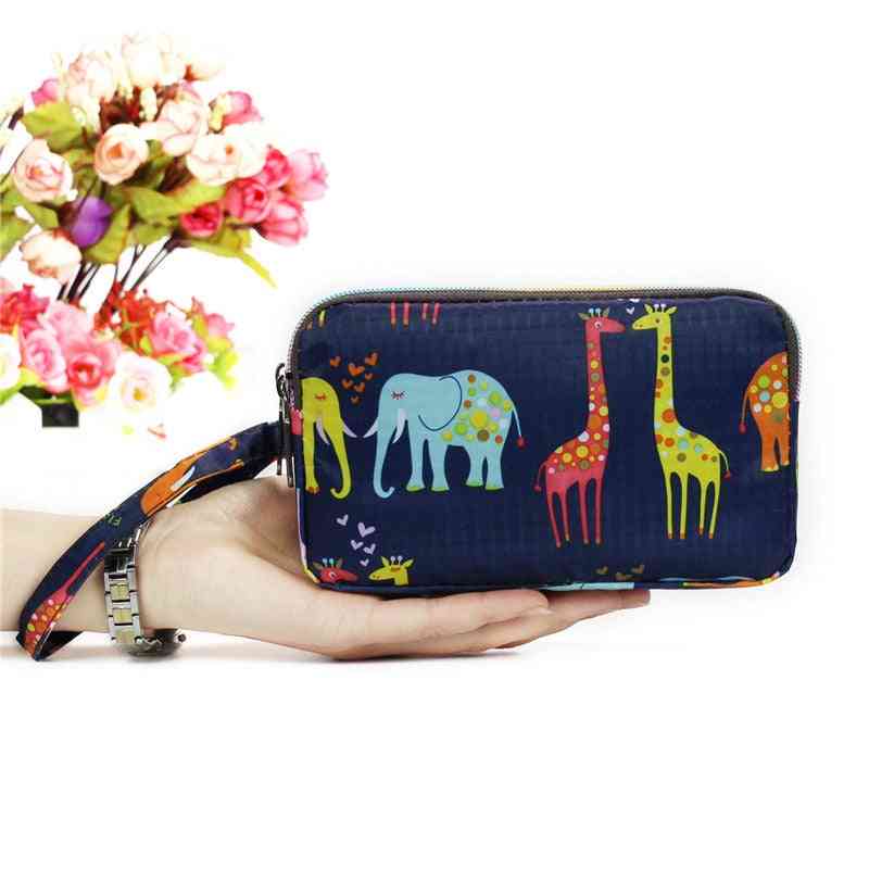 Print Wallet Canvas Zipper Large Capacity, Day Clutch Coin Purse For Cellphone