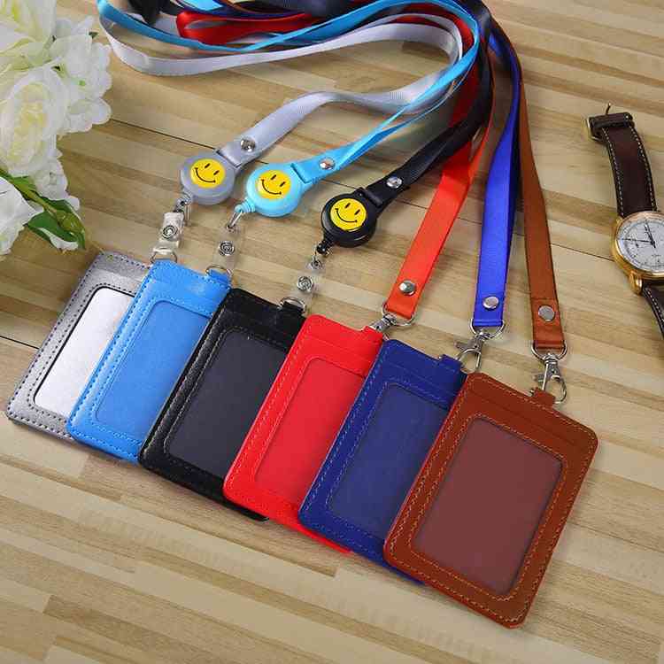 Pu Leather Id Credit Card Holder, Students Bus Cards Case & Men