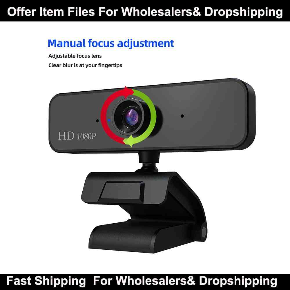 Webcam With Microphone Full Hd Video Computer Peripheral Usb Camera Pc Laptop Live Video Tripods
