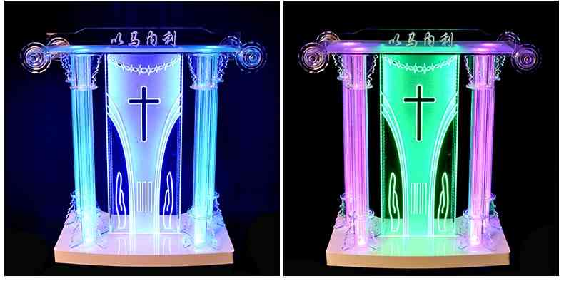 Modern Acrylic Podium Lectern Traditional Crystal Pillars Church Pulpit