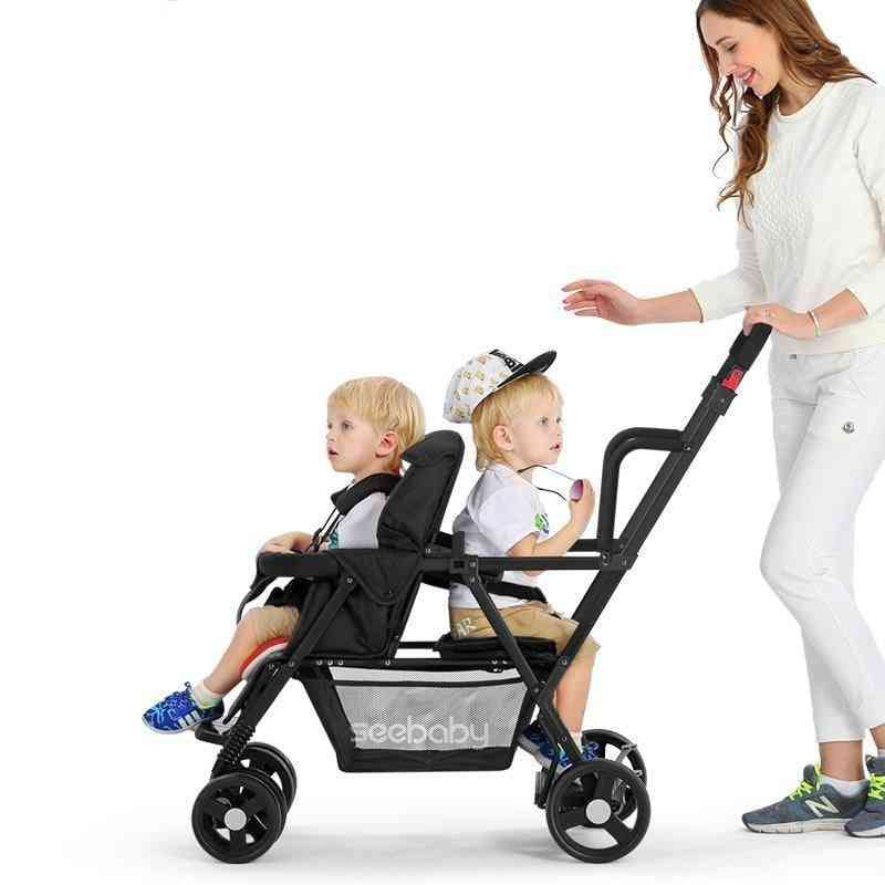 Lightweight Twin Baby Stroller Carriage Can Sit And Lie Double Seats