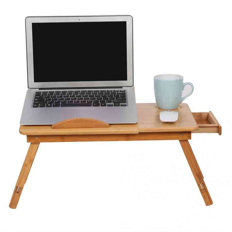 Portable Bamboo Computer Desk Rack Shelf Dormitory Bed Lap Desk Book Reading Tray Bed Table For Computer Notebook Book Table
