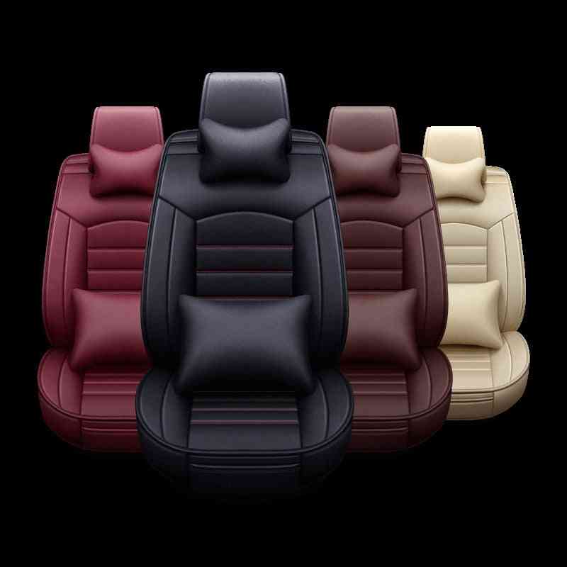 5pcs Set Car Seat Cover Breathable Leather Seat Cushion Car Seat Cushion Chair Protector Universal Auto Interior Accessories