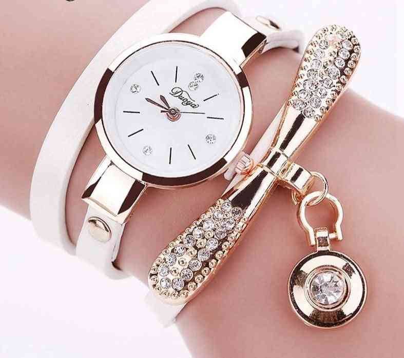 Zegarki z bransoletą - luksusowy zegarek kwarcowy ze złotym kryształem