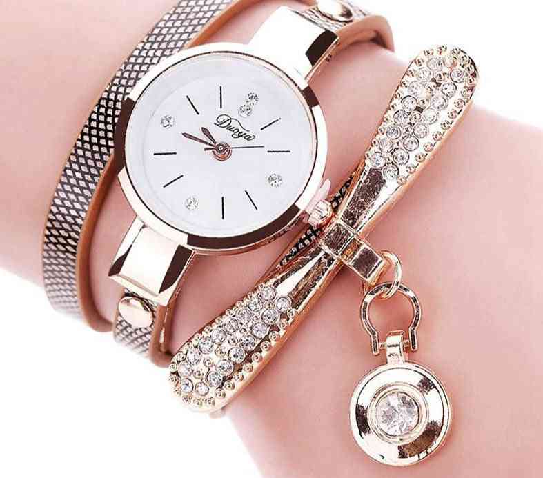 Zegarki z bransoletą - luksusowy zegarek kwarcowy ze złotym kryształem