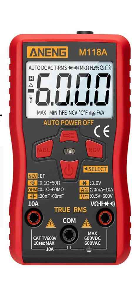 Digital Mini Multimeter Tester Auto True Rms Tranistor Meter With Ncv Data Hold Flashlight (red)