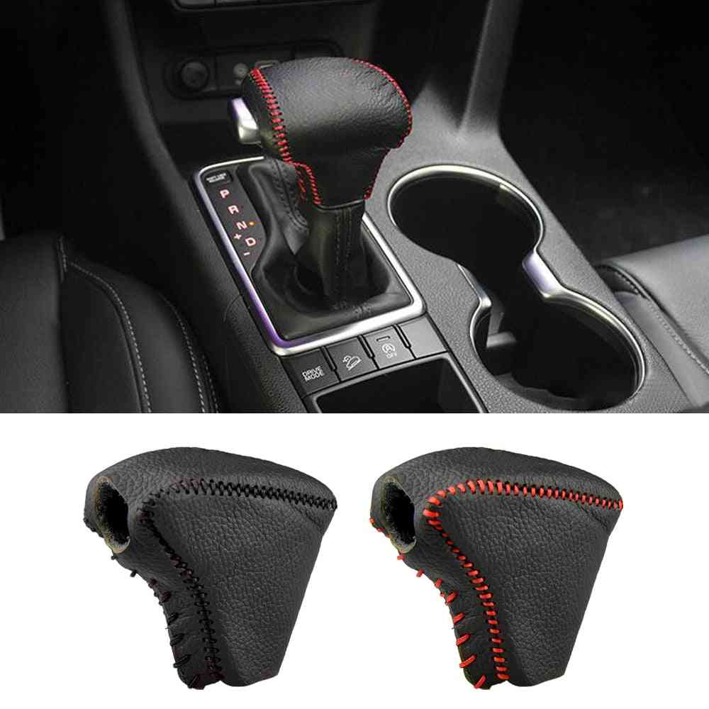 Leather Car Gear Head Shift Collars Cover /knob Case