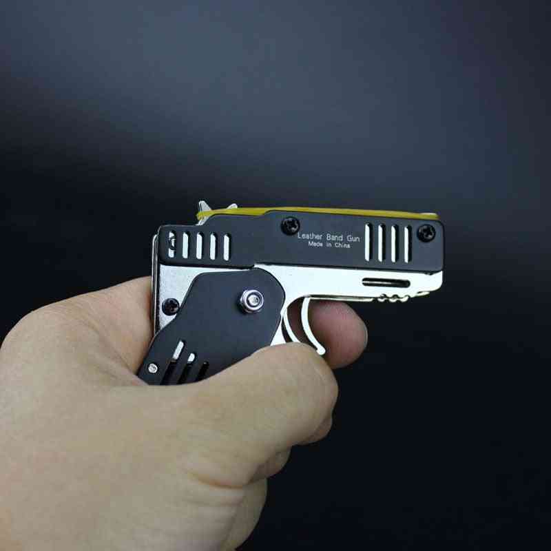 Ganz Metall Mini kann als Schlüsselbund Gummiband Pistole Spielzeug gefaltet werden