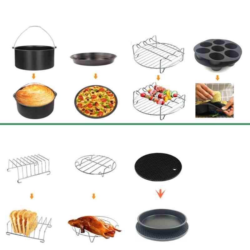 Air Fryer Accessories-pizza Tray Grill Toast Rack Steam Insulation Pad