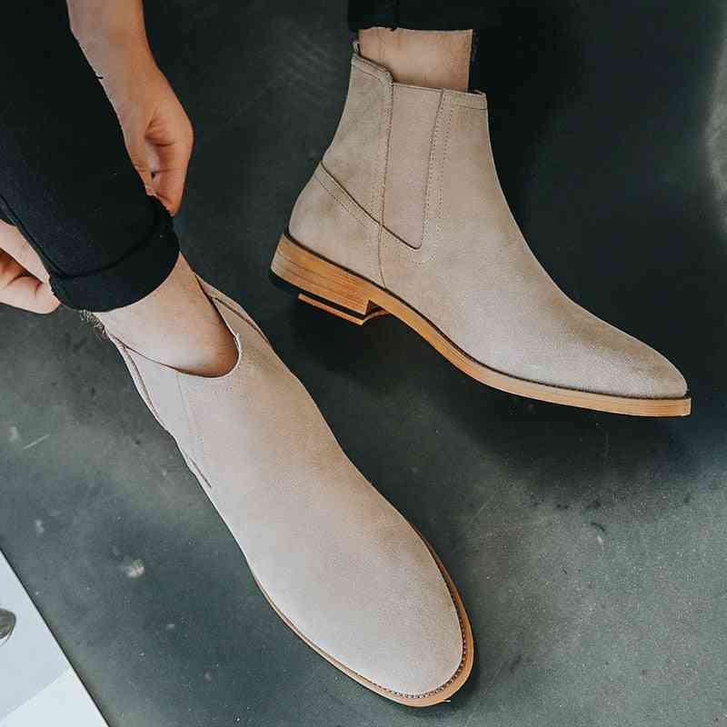 Authentic Pure Leather Chelsea Luxuries Sand Boots