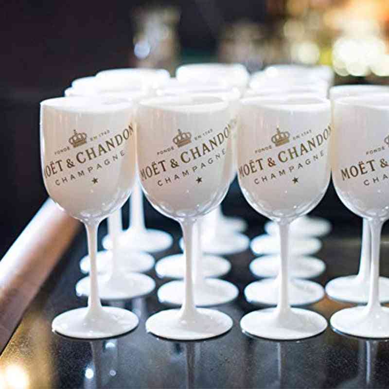 Copa de acrílico de plástico moet blanco celebración fiesta bebida vino copa de champán copa de plástico