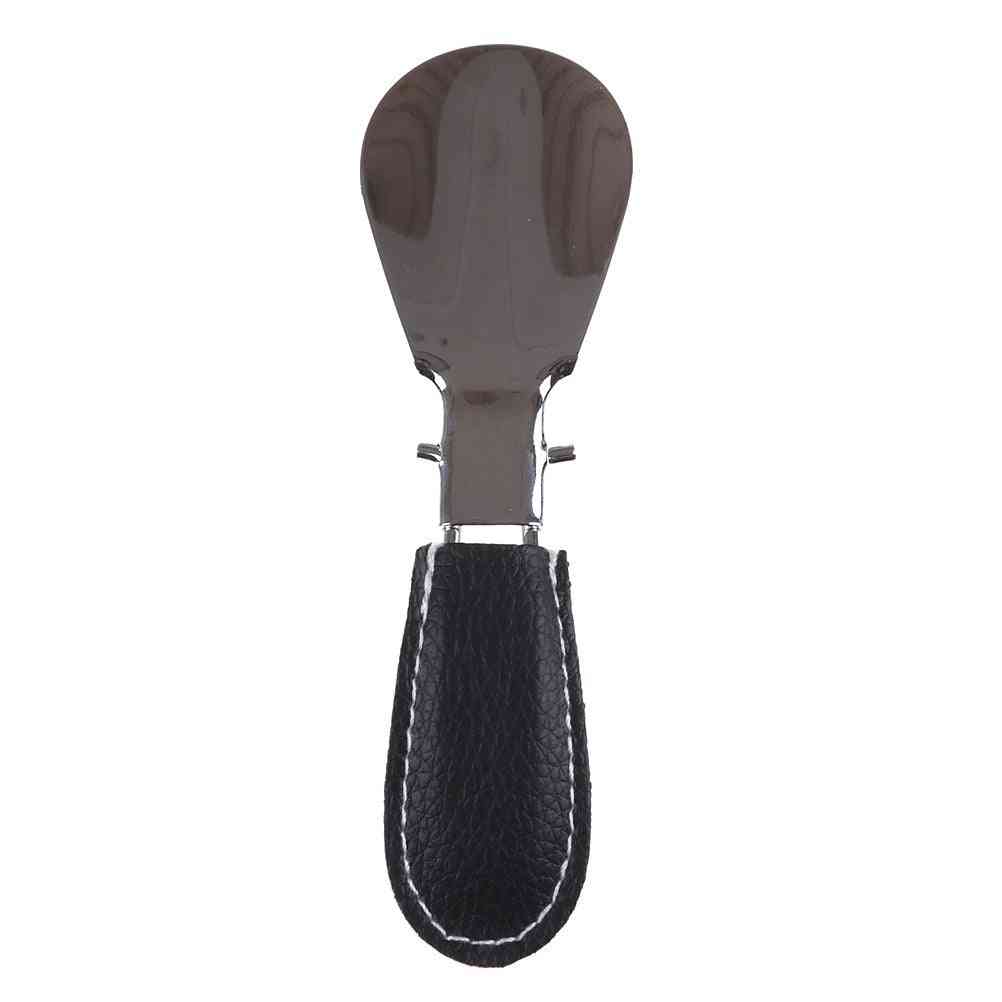 Durable Shoe Horn Stainless Steel Foldable Pu Leather Handle Shoes Accessories
