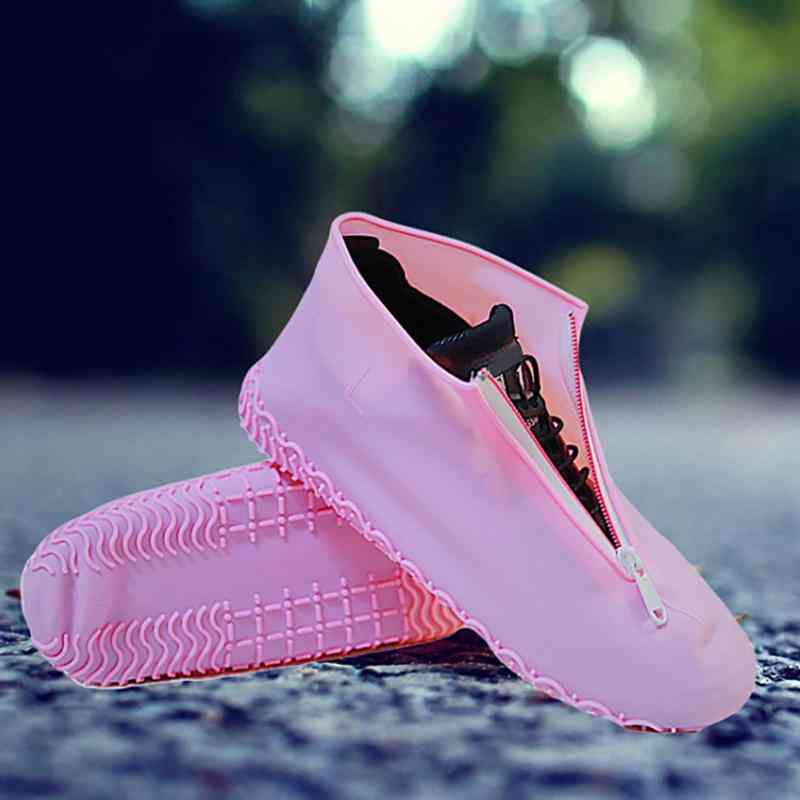 Couvre-chaussures en silicone élastique, accessoires de bottes de pluie portables à glissière